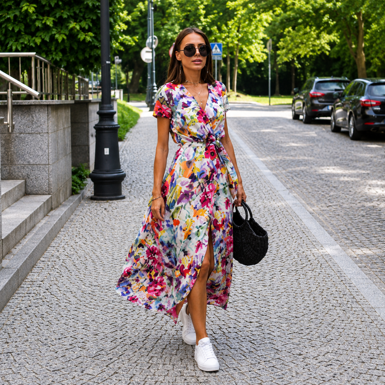 Aurora Floral Wrap Maxi Jurk