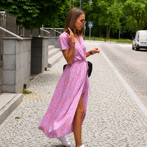 Lila Bloom Wrap Maxi Jurk