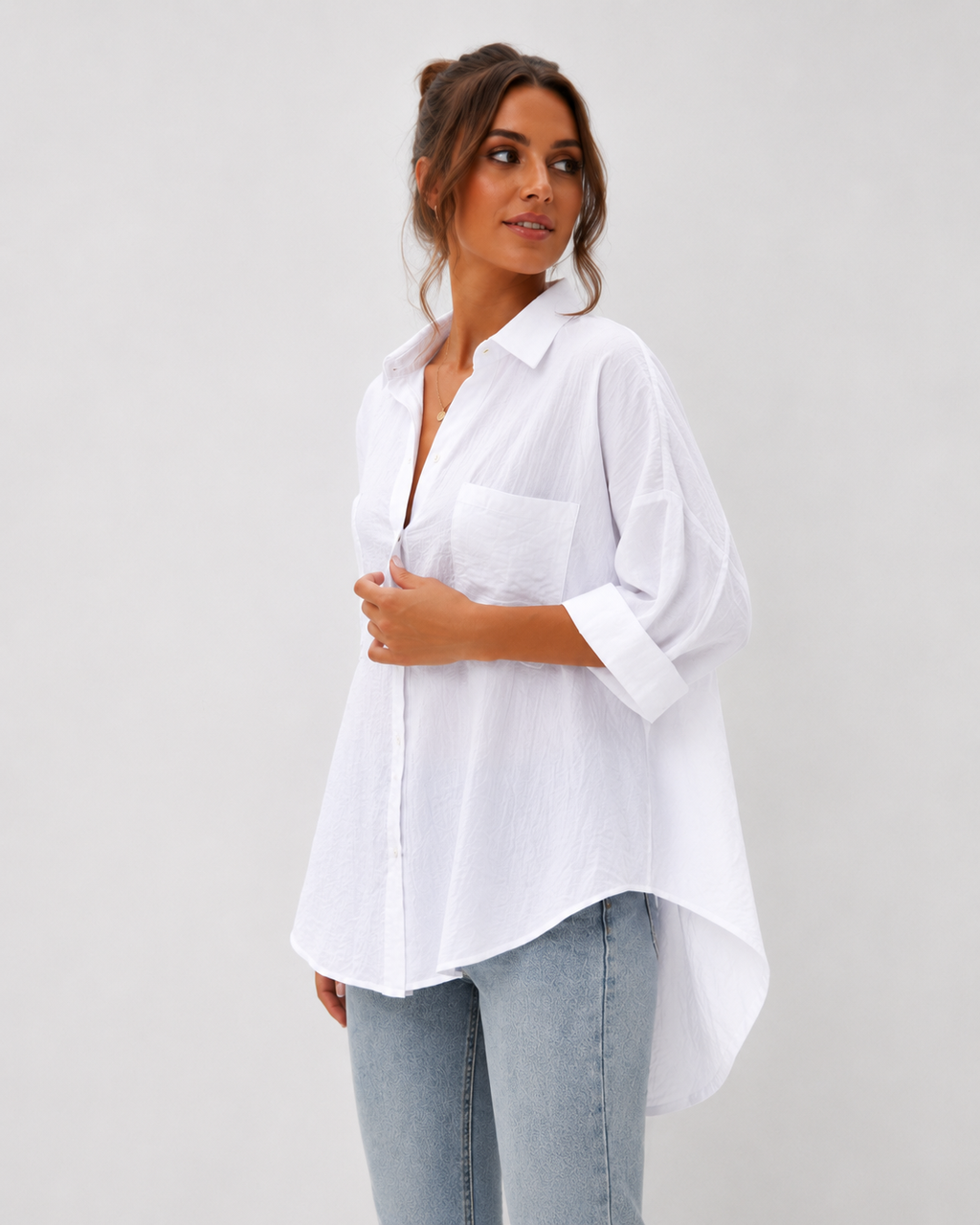 Ella Oversized Linnen Blouse – Wit