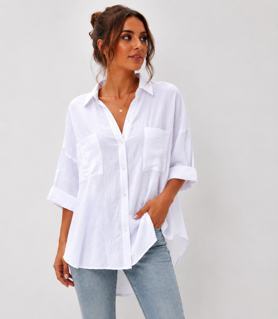 Ella Oversized Linnen Blouse – Wit