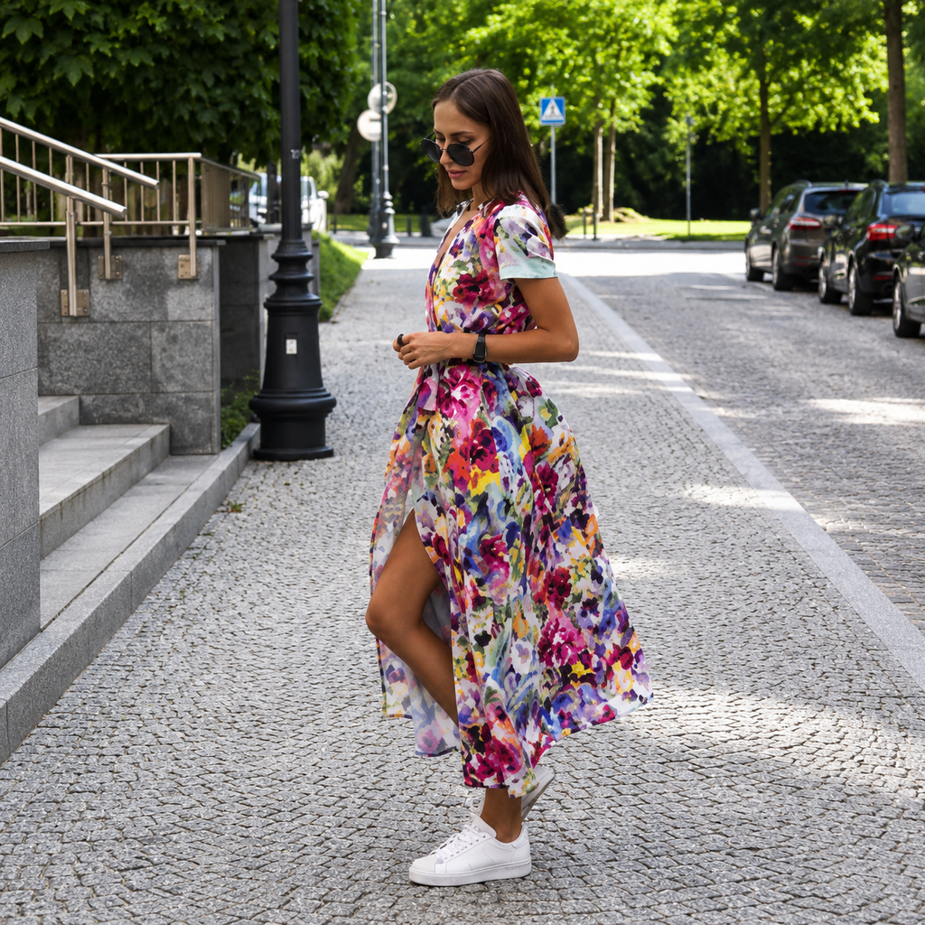 Aurora Floral Wrap Maxi Jurk